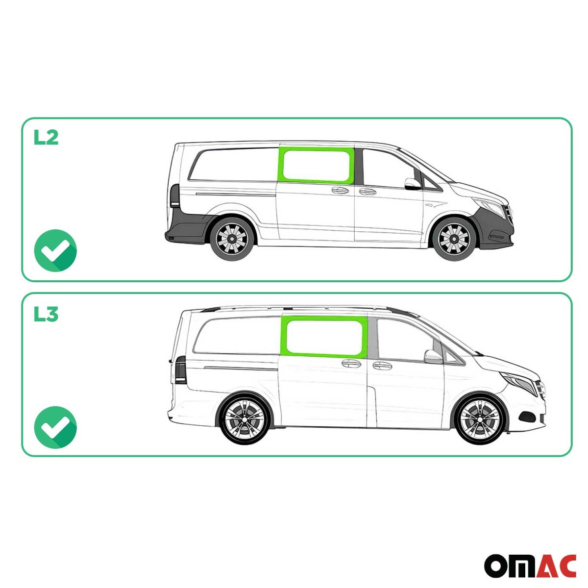 Mercedes Metris Fixed Glass - Front Side Right - Omac - L2/L3 Galaxy - 2016